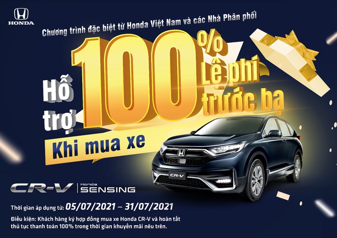 Honda hỗ trợ 100% lệ phí trước bạ cho khách hàng mua CR-V  trong tháng 7