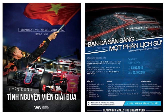 Tuyển 1.000 tình nguyện viên điều hành chặng đua công thức 1 Việt Nam