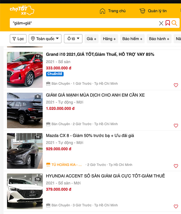 Cơ hội mua xe giá hời chơi Tết