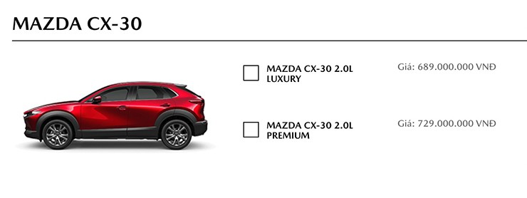 Mazda CX-30 tại Việt Nam bất ngờ tăng giá tất cả phiên bản