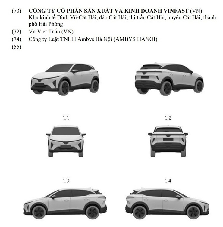 VinFast đăng kí bản quyền kiểu dáng mẫu SUV mới, thiết kế lai VF 6 và VF 7