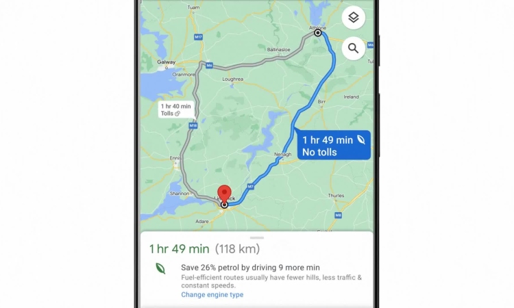 Google Maps chỉ đường theo loại động cơ ôtô