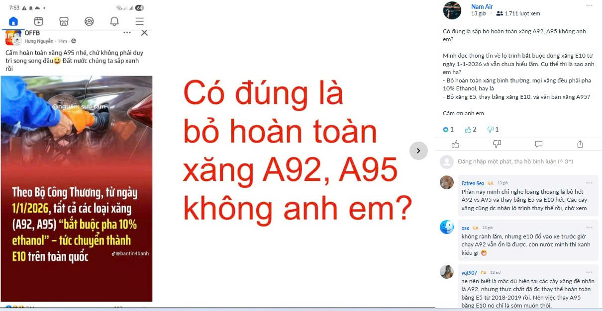 Lái xe bắt buộc phải mua xăng E10 từ 1/1/2026